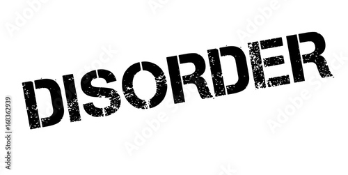 Disorder rubber stamp. Grunge design with dust scratches. Effects can be easily removed for a clean, crisp look. Color is easily changed.