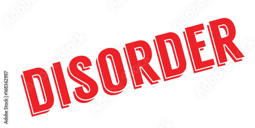 Disorder rubber stamp. Grunge design with dust scratches. Effects can be easily removed for a clean, crisp look. Color is easily changed.