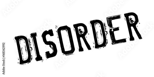 Disorder rubber stamp. Grunge design with dust scratches. Effects can be easily removed for a clean, crisp look. Color is easily changed.