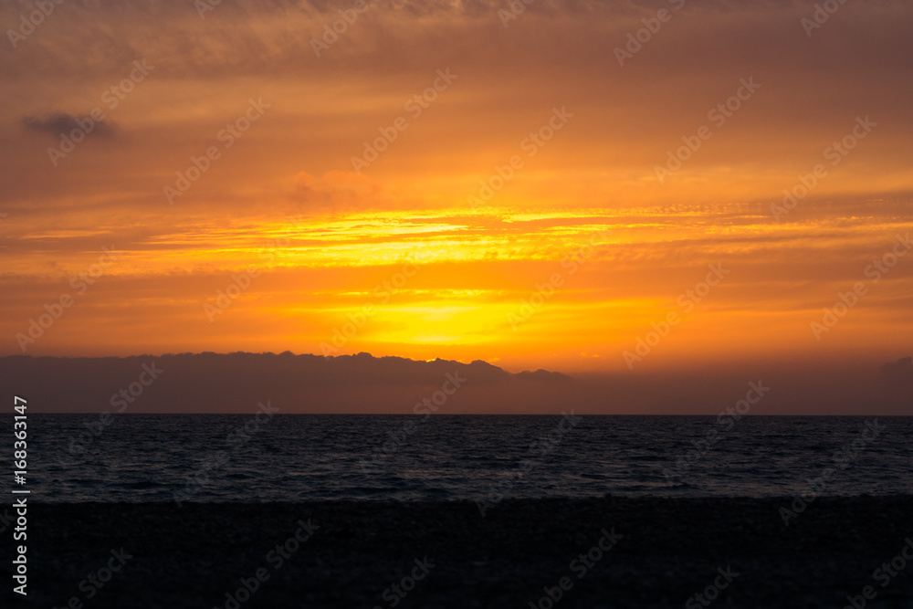 Naklejka premium Sunset on the Mediterranean Sea