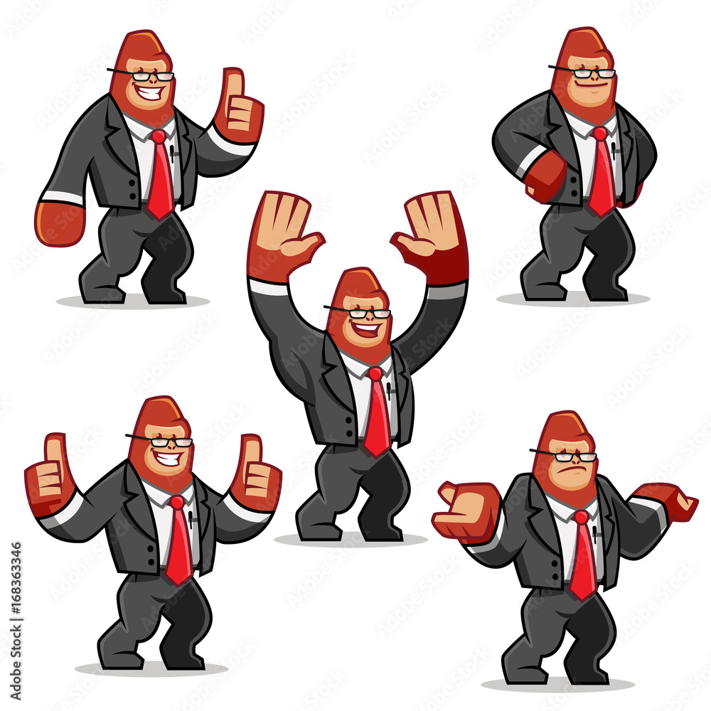 Naklejka premium Businessman gorilla vector set 3
