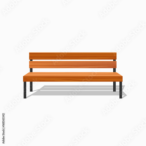 Photo Park wood benches and steel. Vector illustration.