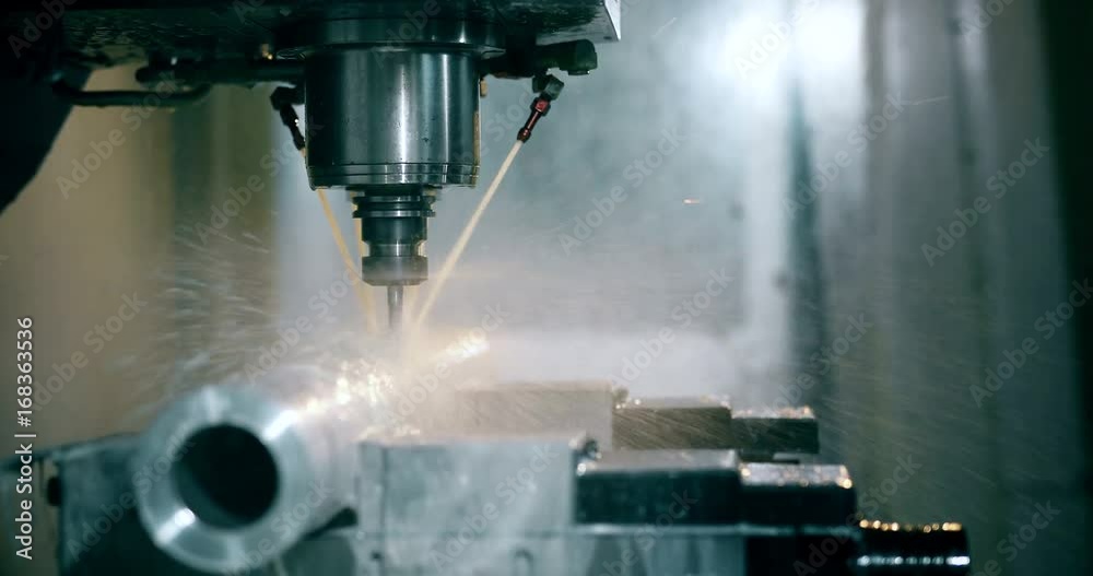 machine tool in metal factory with drilling cnc machines