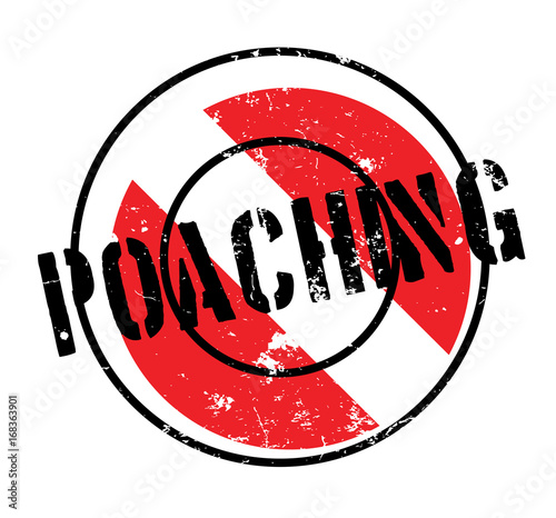 Poaching rubber stamp. Grunge design with dust scratches. Effects can be easily removed for a clean, crisp look. Color is easily changed.