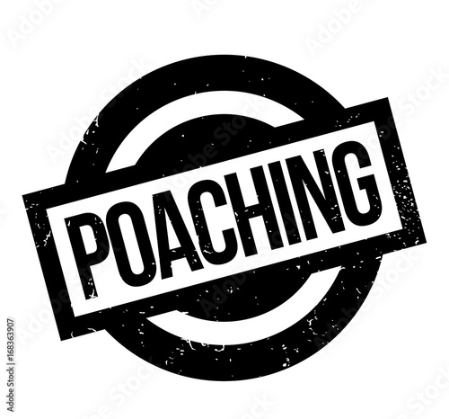 Poaching rubber stamp. Grunge design with dust scratches. Effects can be easily removed for a clean, crisp look. Color is easily changed.