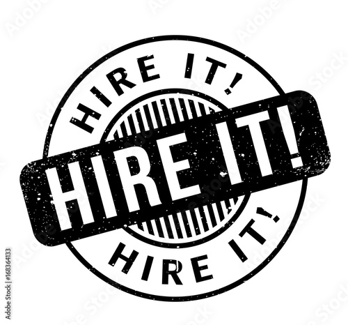 Hire It rubber stamp. Grunge design with dust scratches. Effects can be easily removed for a clean, crisp look. Color is easily changed.
