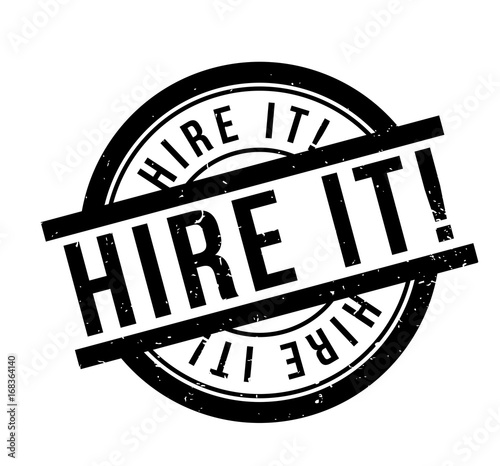 Hire It rubber stamp. Grunge design with dust scratches. Effects can be easily removed for a clean, crisp look. Color is easily changed.