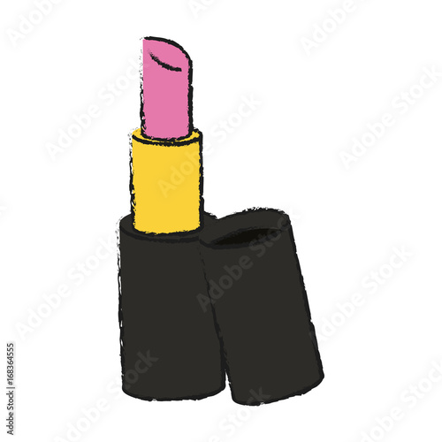 Colorful pink lipstick doodle over white background vector illustration