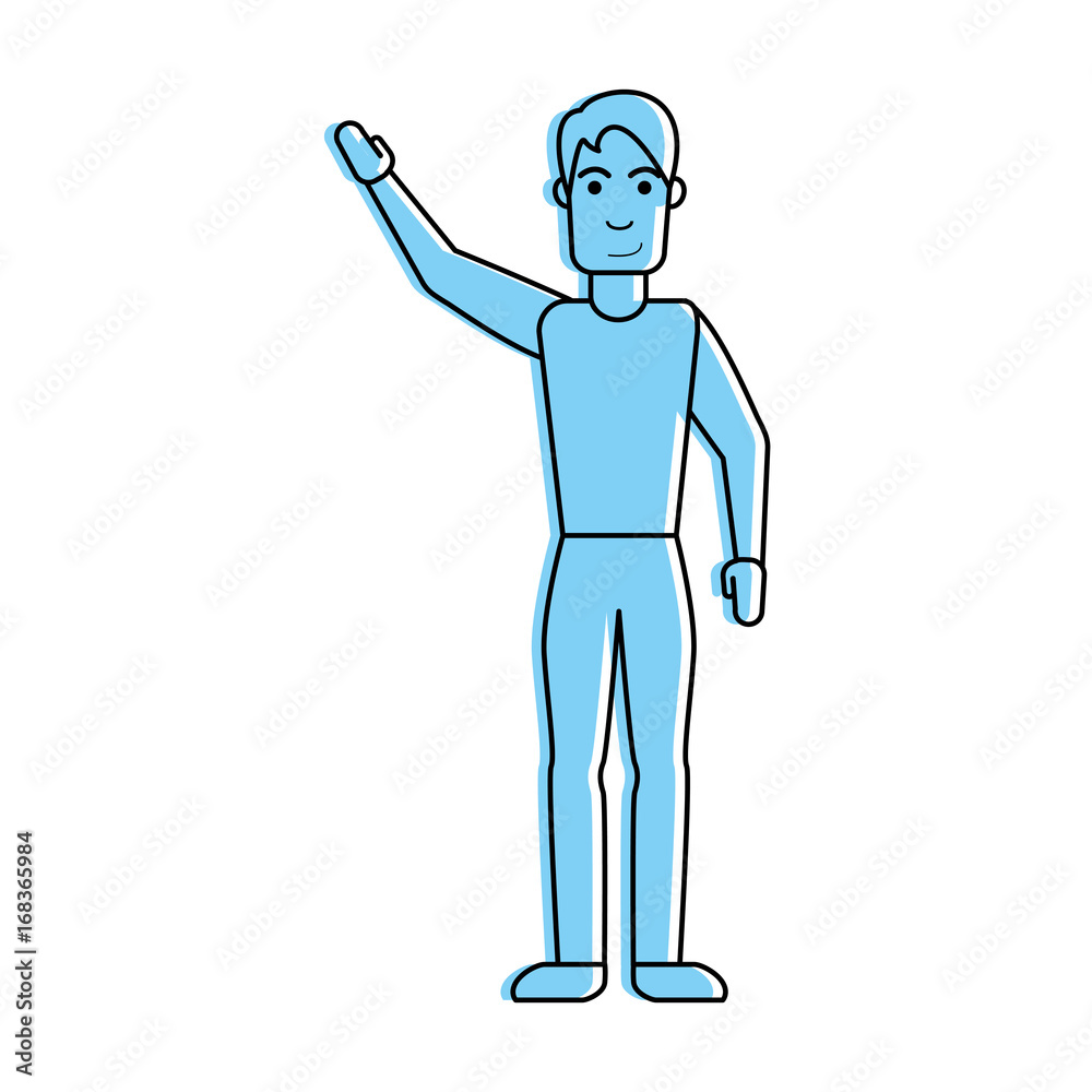 man lifting hand icon image vector illustration design blue color man lifting hand icon image vector illustration design blue color