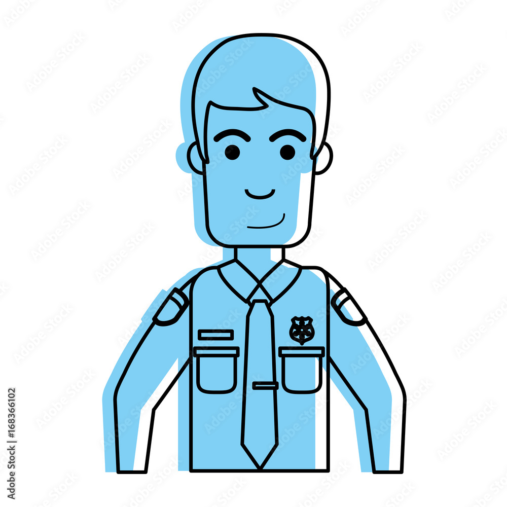 handsome happy police officer icon image vector illustration design  blue color