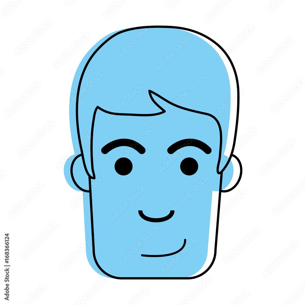 happy man face icon image vector illustration design blue color