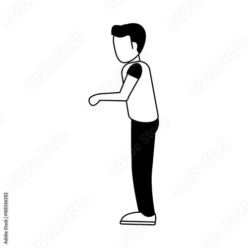 Canvas Print man standing sideview avatar icon image vector illustration design  black and wh
