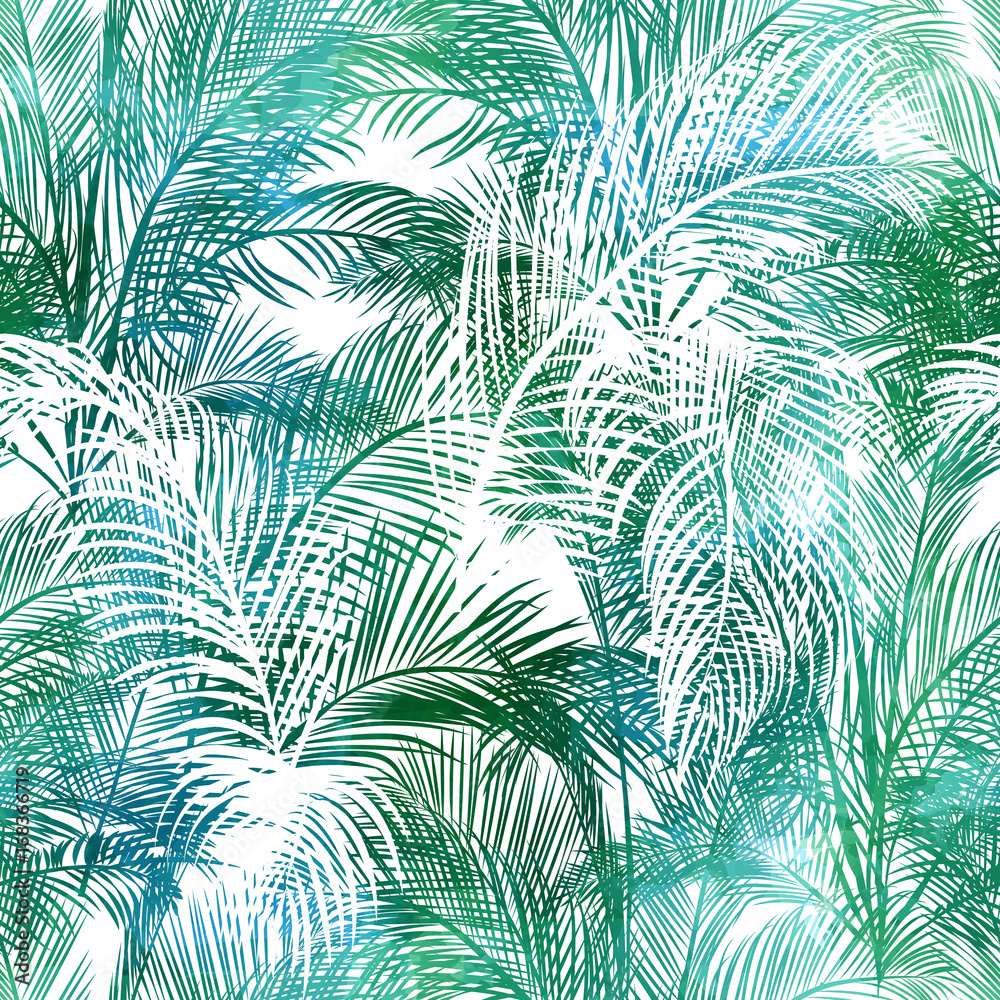 Fototapeta premium Seamless pattern of palms leaves