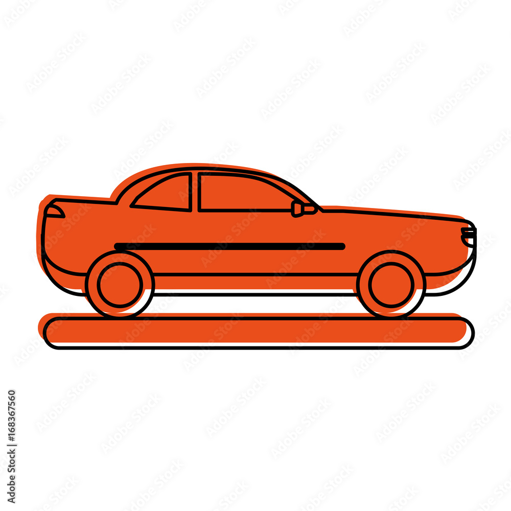 red car sideview  icon image vector illustration design  orange color