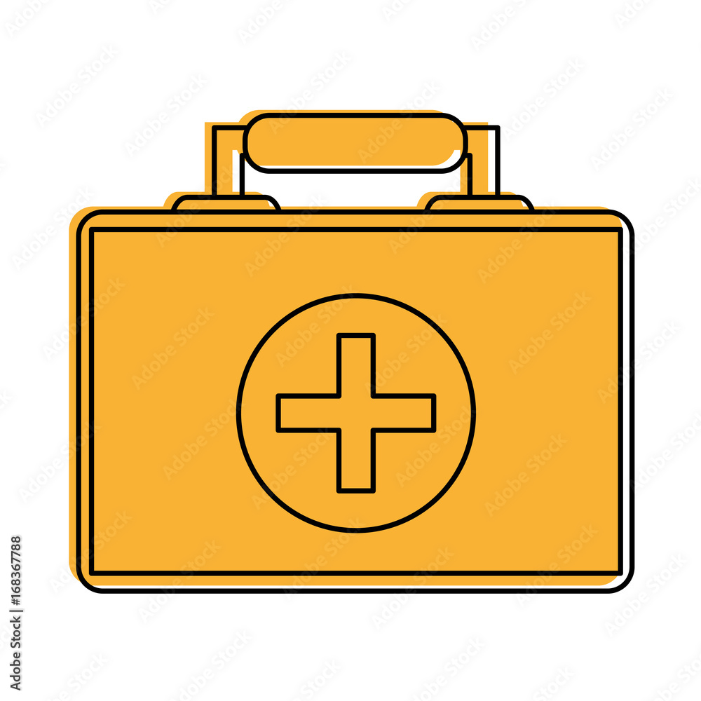 Obraz premium first aid kit healthcare icon image vector illustration design yellow color