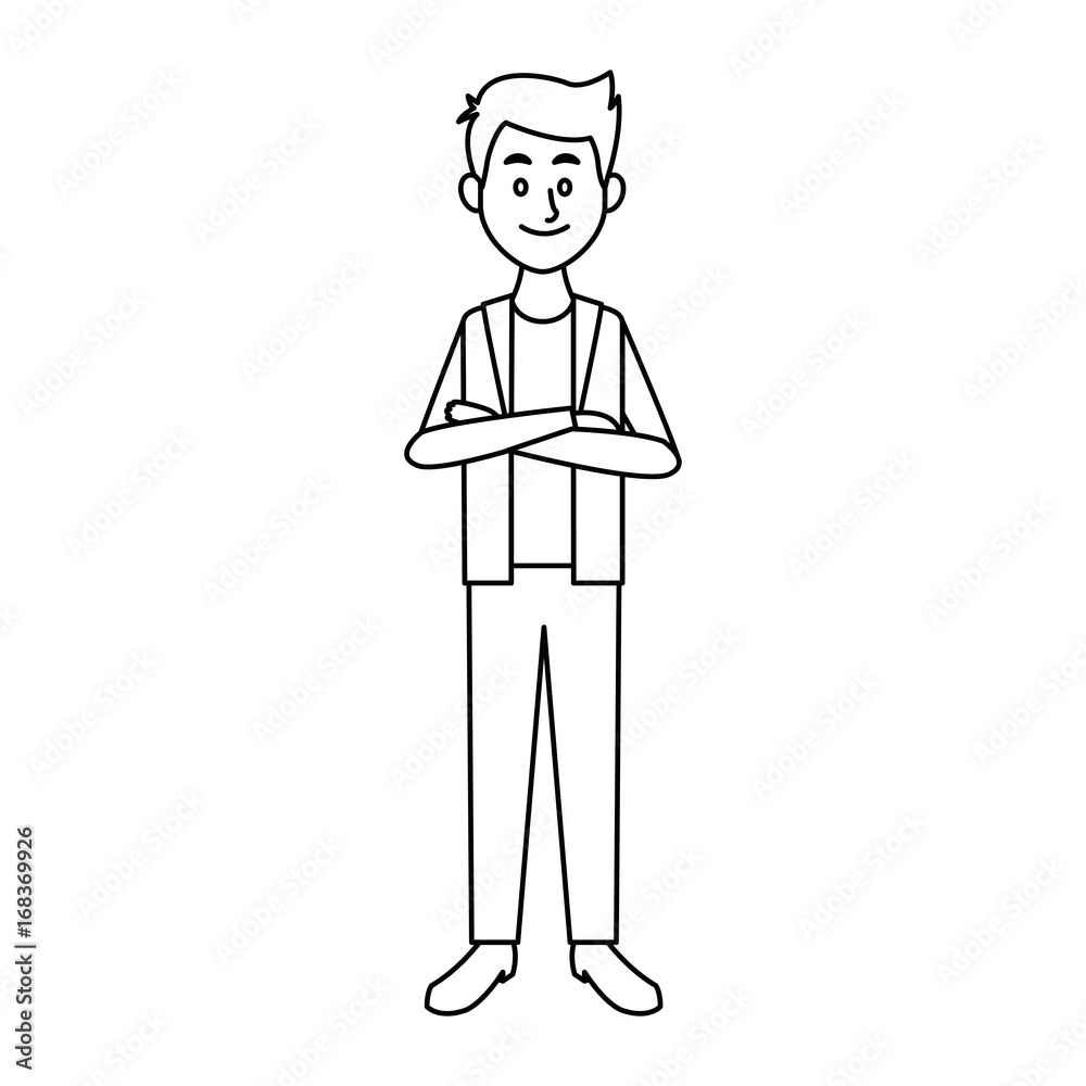 smiling man in casual clothes folded arms standing vector illustration smiling man in casual clothes folded arms standing vector illustration