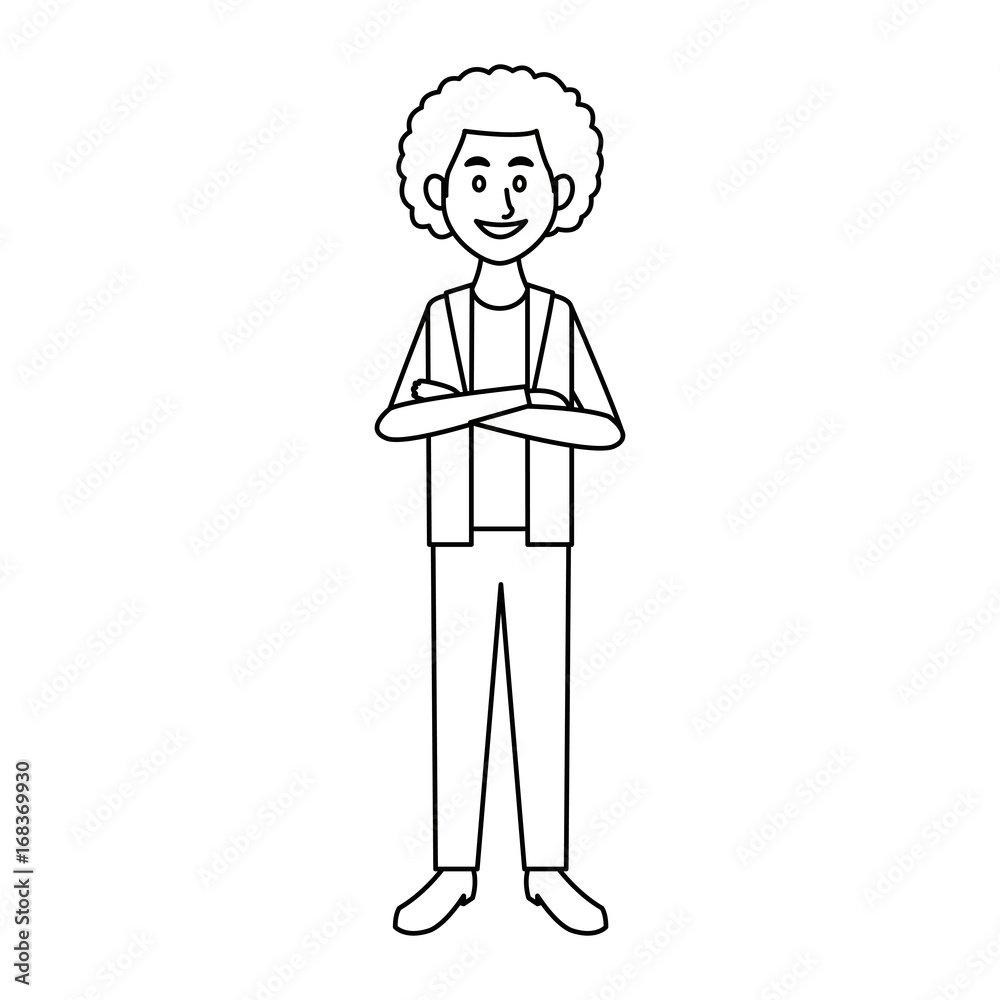 smiling man in casual clothes folded arms standing vector illustration smiling man in casual clothes folded arms standing vector illustration