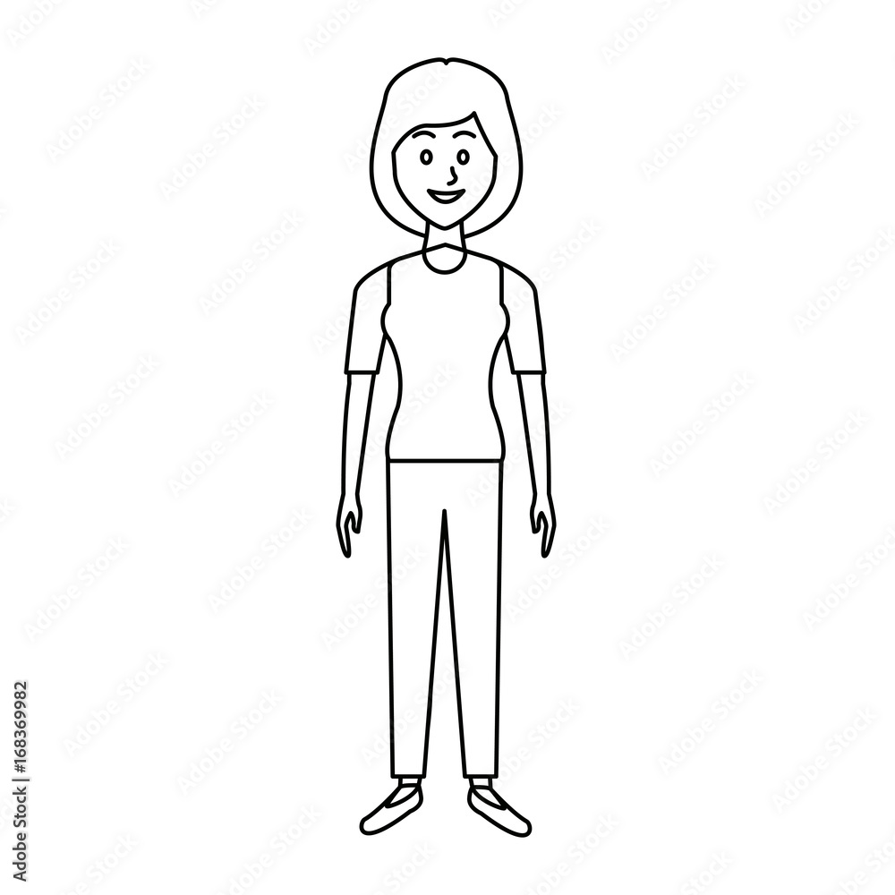 beautiful woman character people standing vector illustration