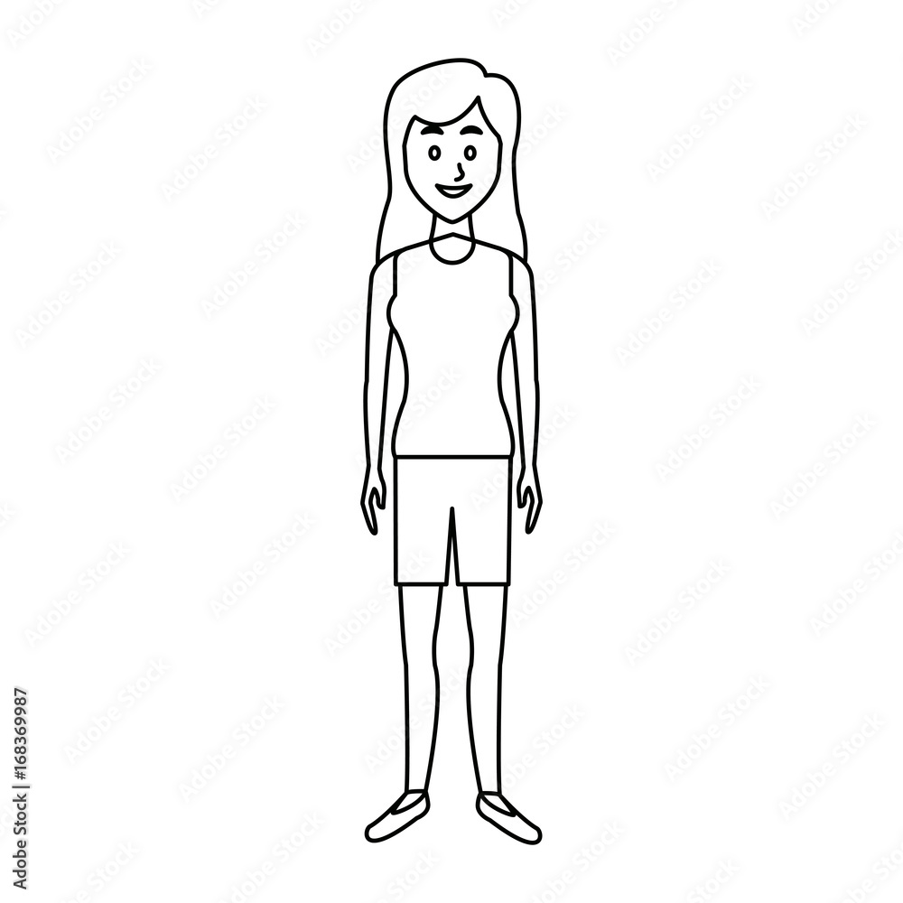 beautiful woman character people standing vector illustration