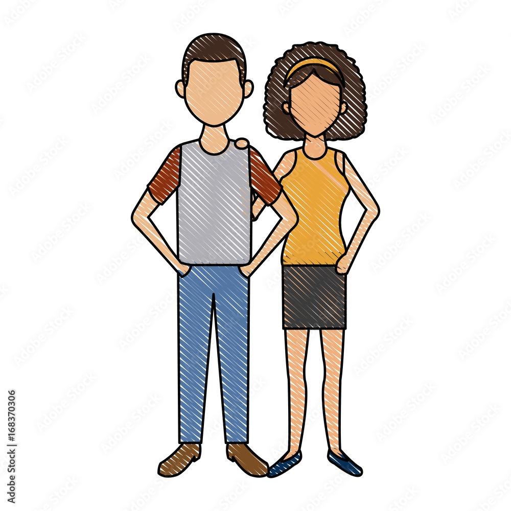 couple standing man and woman together people vector illustration couple standing man and woman together people vector illustration