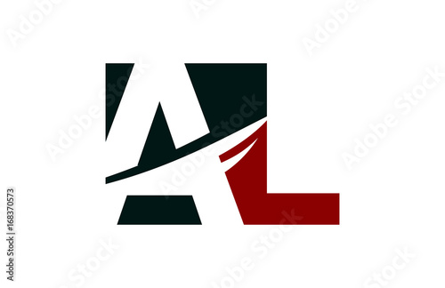 AL Red Negative Space Square Swoosh Letter Logo