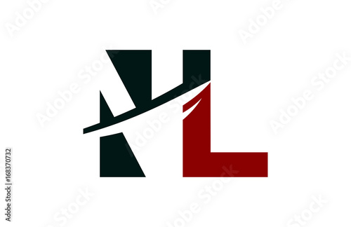NL Red Negative Space Square Swoosh Letter Logo