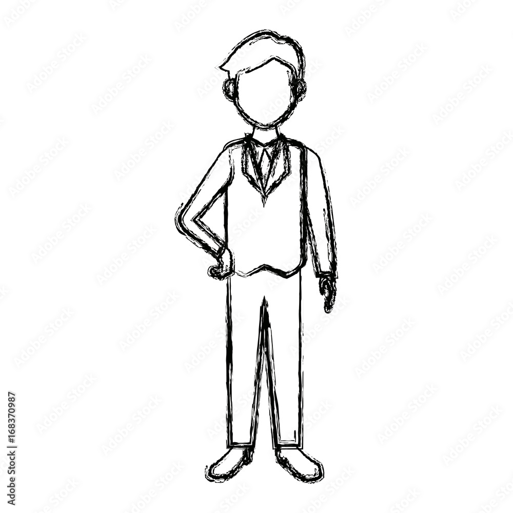 businessman in suit clothes standing character person vector illustration