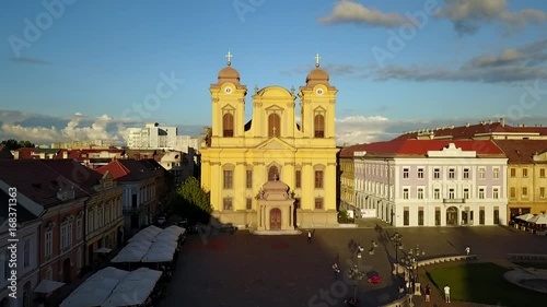 Zooming towards St. George Cathedral, Timisoara, Romania