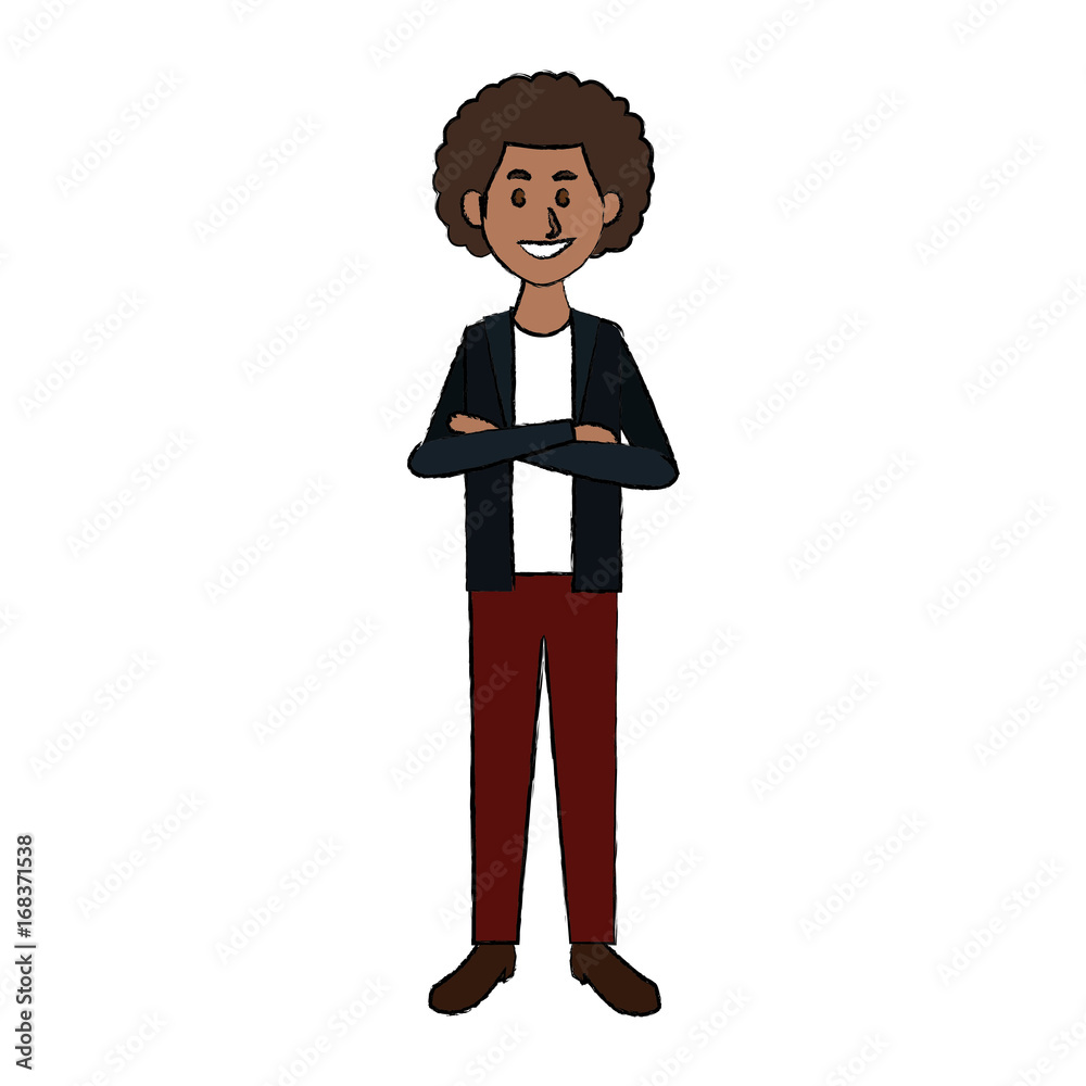 smiling man in casual clothes standing character vector illustration smiling man in casual clothes standing character vector illustration