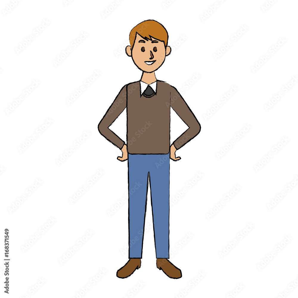 smiling man in casual clothes standing character vector illustration ...