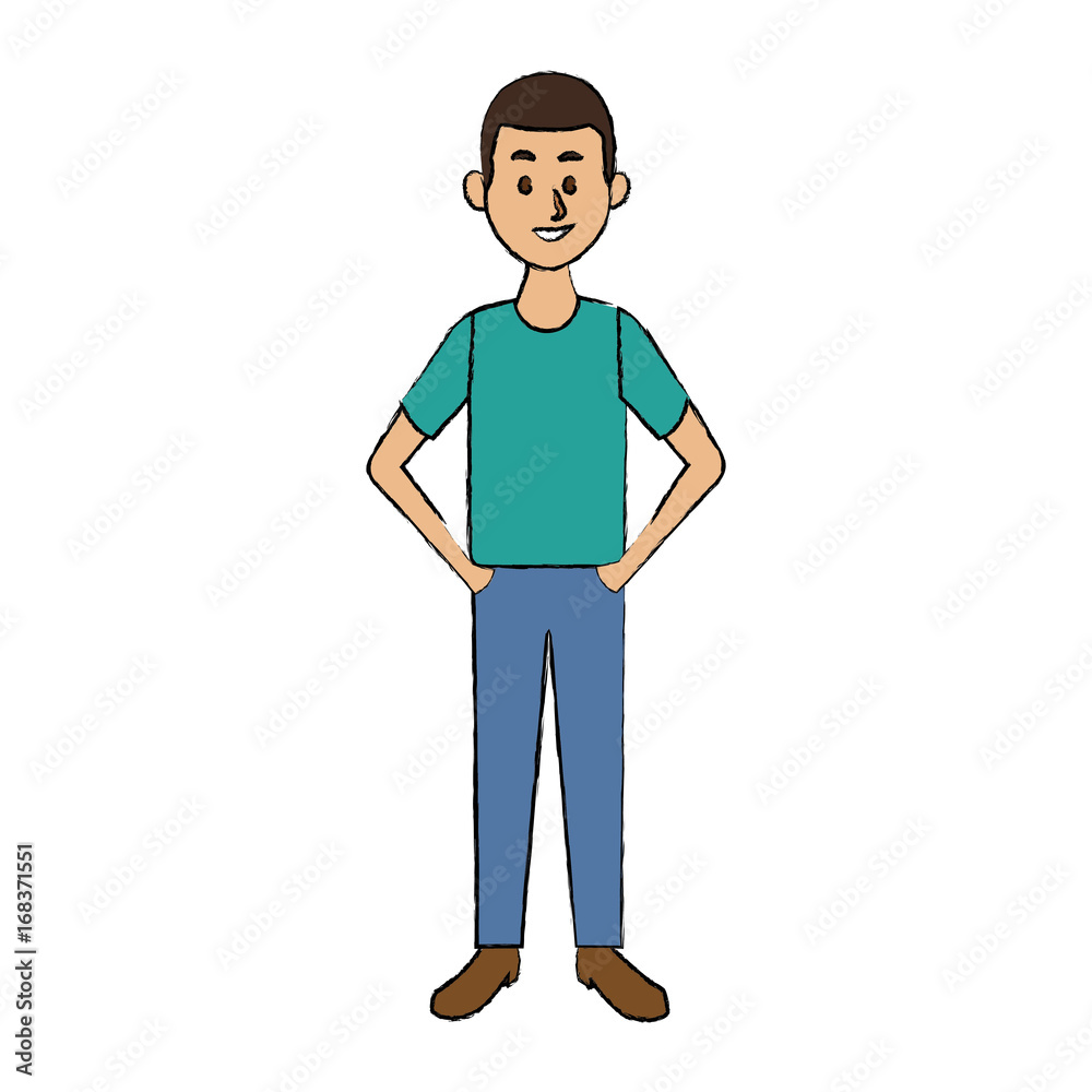 smiling man in casual clothes standing character vector illustration