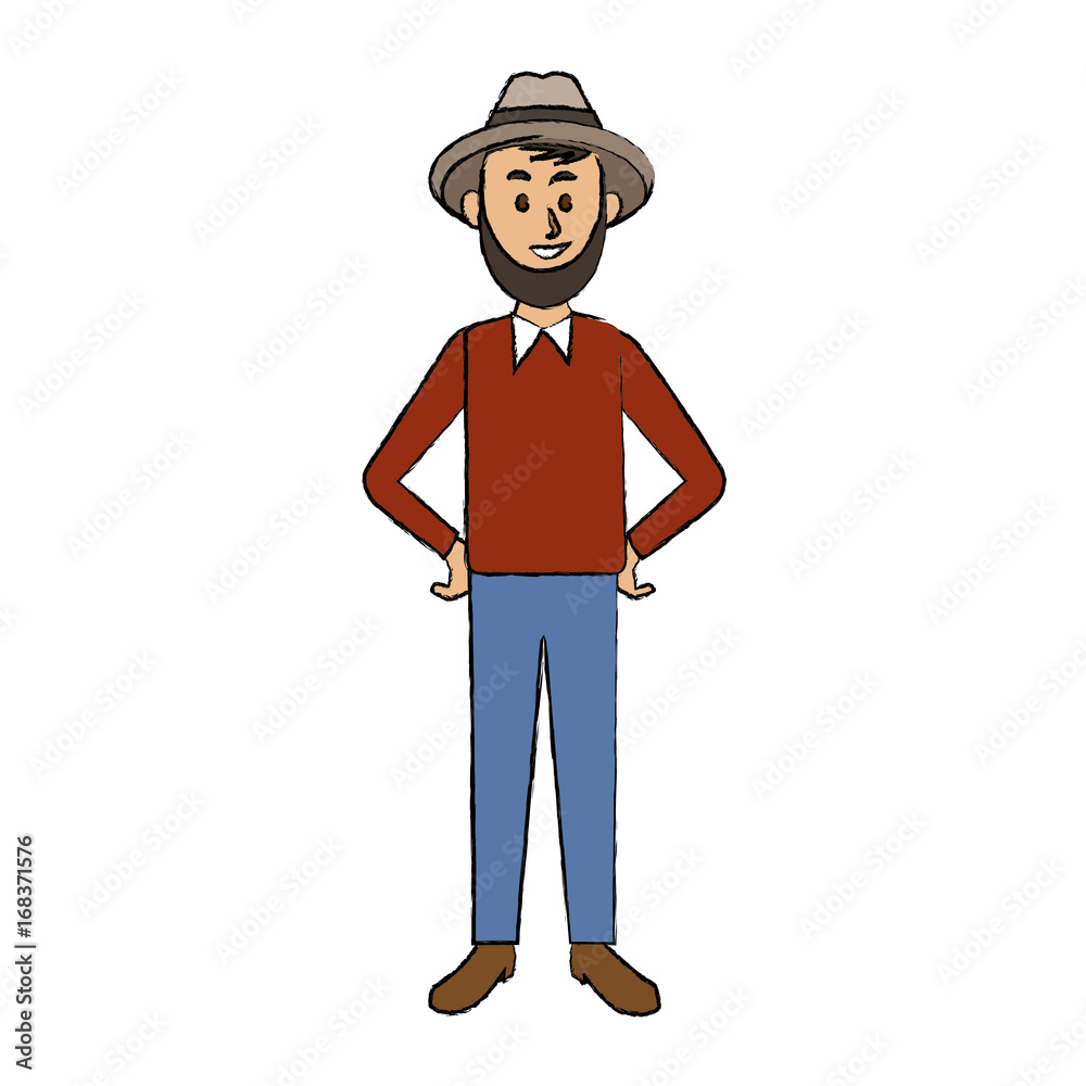 smiling man in casual clothes standing character vector illustration smiling man in casual clothes standing character vector illustration