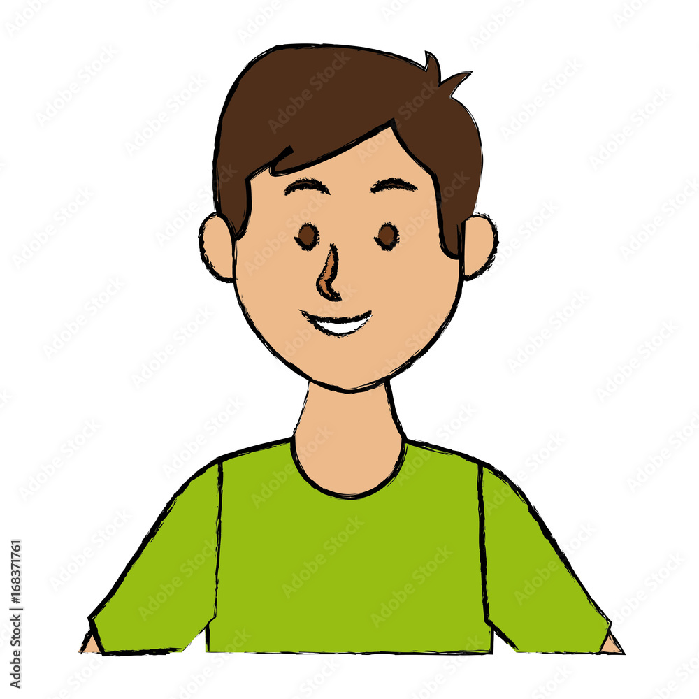 portrait of a young man character on white background vector illustration