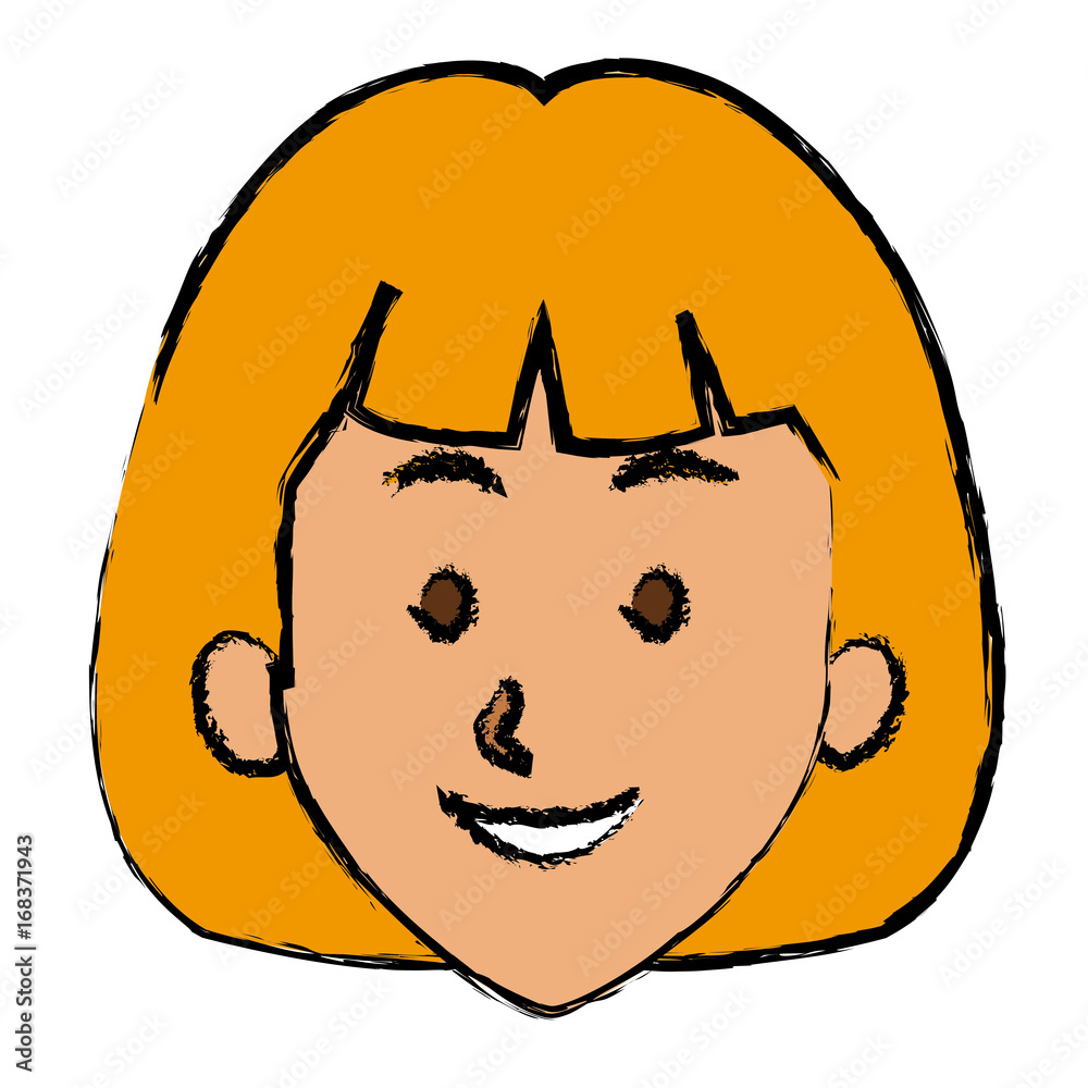 Obraz premium woman face smile expression cartoon character on white background vector illustration