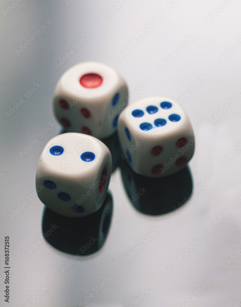 close-up view of dices on isolated background close-up view of dices on isolated background