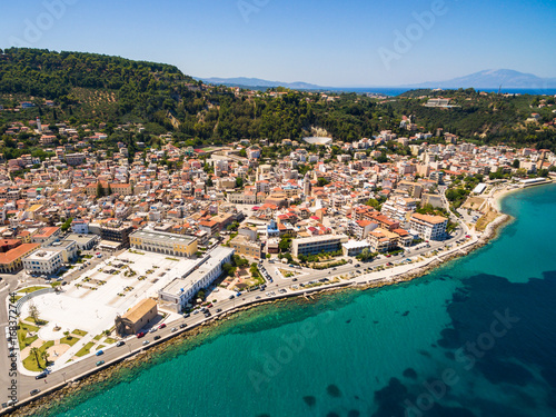 Quadro su tela Aerial  view of Zakynthos city in  Zante island, in Greece