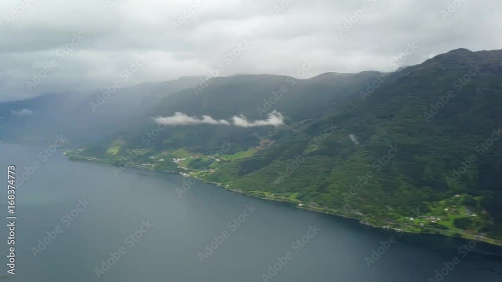 custom made wallpaper toronto digitalView to Fjord and water from drone on air Norway