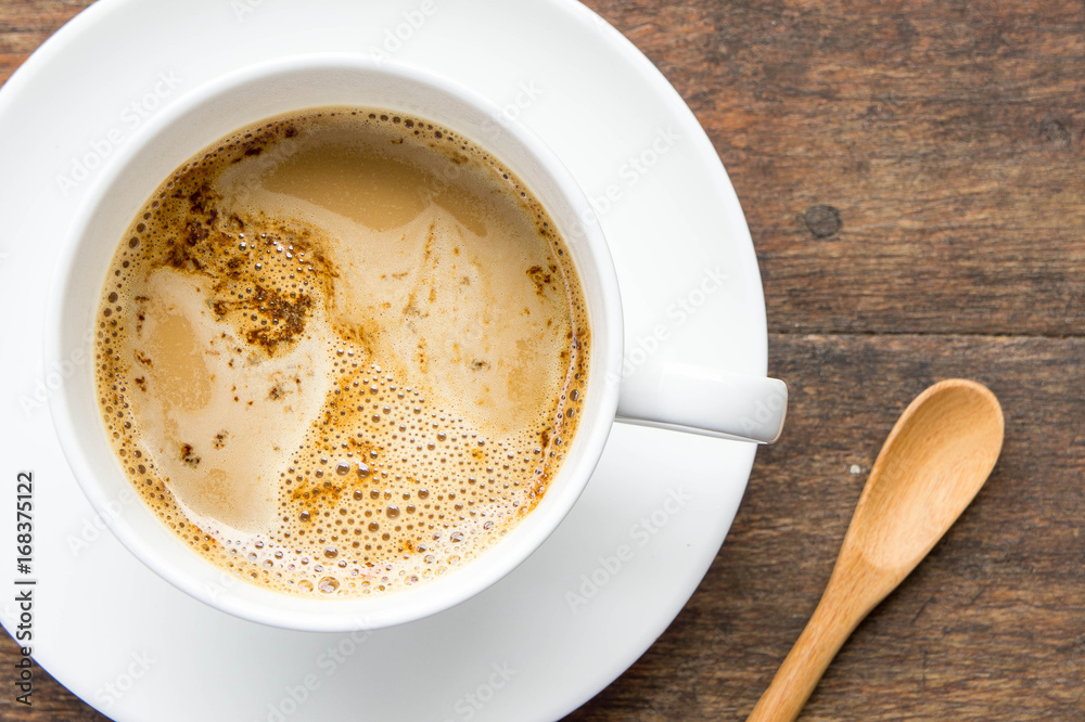 coffee time , instant coffee white cup on wood table , coffee break style on old wood and copy space coffee time , instant coffee white cup on wood table , coffee break style on old wood and copy space