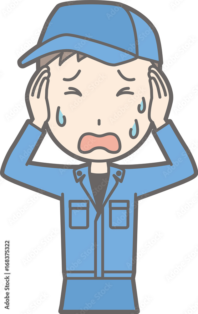 Illustration that a man wearing work clothes is panicking Illustration that a man wearing work clothes is panicking