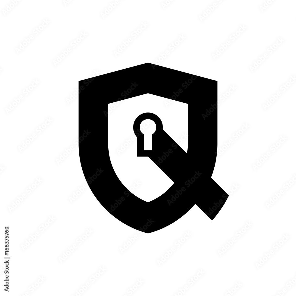 Initial letter logo shield vector with key hole Initial letter logo shield vector with key hole