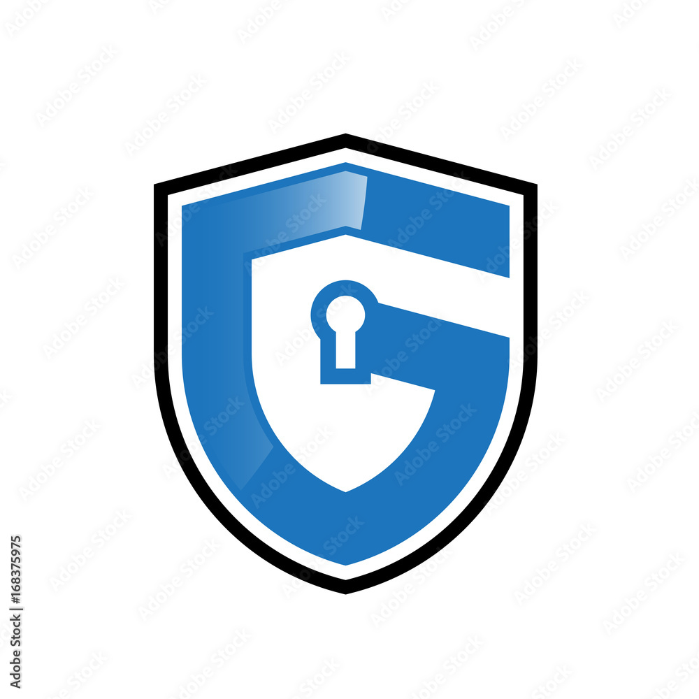 Initial letter logo shield vector with key hole Initial letter logo shield vector with key hole