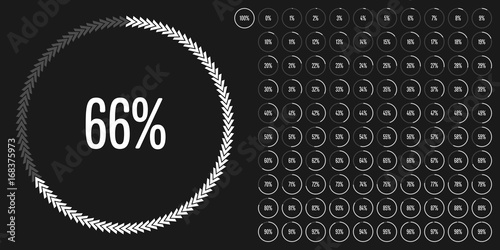 Set of circular sector percentage diagrams from 0 to 100 ready-to-use for web design, user interface (UI) or infographic - indicator with white