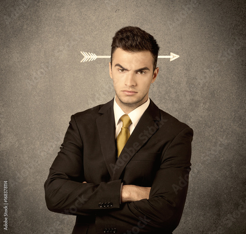 Young sales guy with arrow in the head