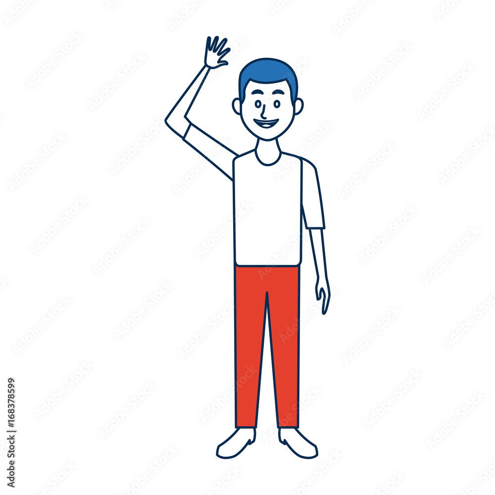 young man standing with folded arms front view vector illustration