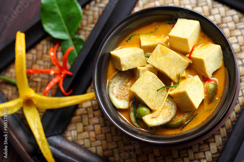 Green curry Tofu  vegetable food.