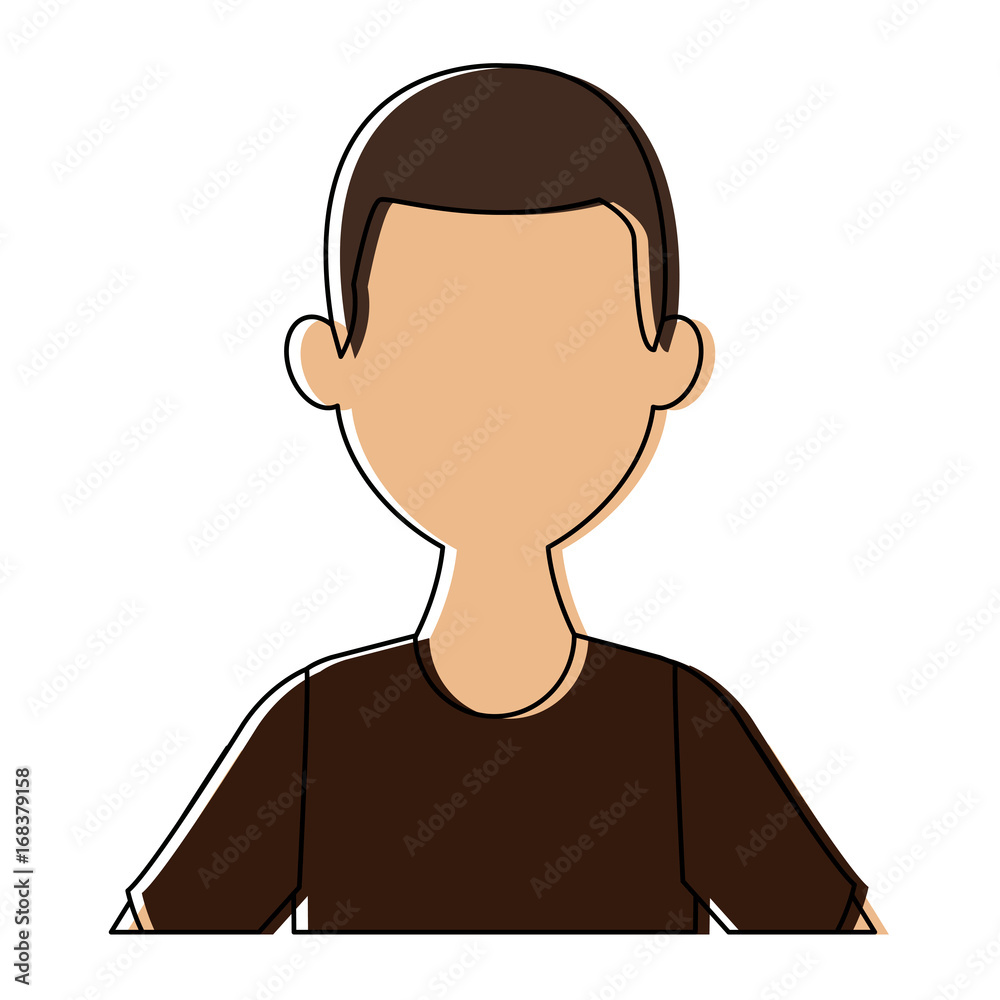 portrait of a young man character on white background vector illustration