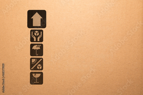 Symbol box Paper texture brown sheet background.
