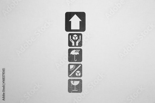 Symbol box Paper texture brown sheet background.