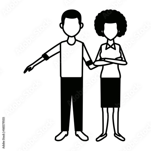 couple standing man and woman together people vector illustration