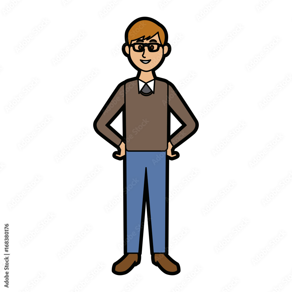 smiling man in casual clothes standing vector illustration smiling man in casual clothes standing vector illustration